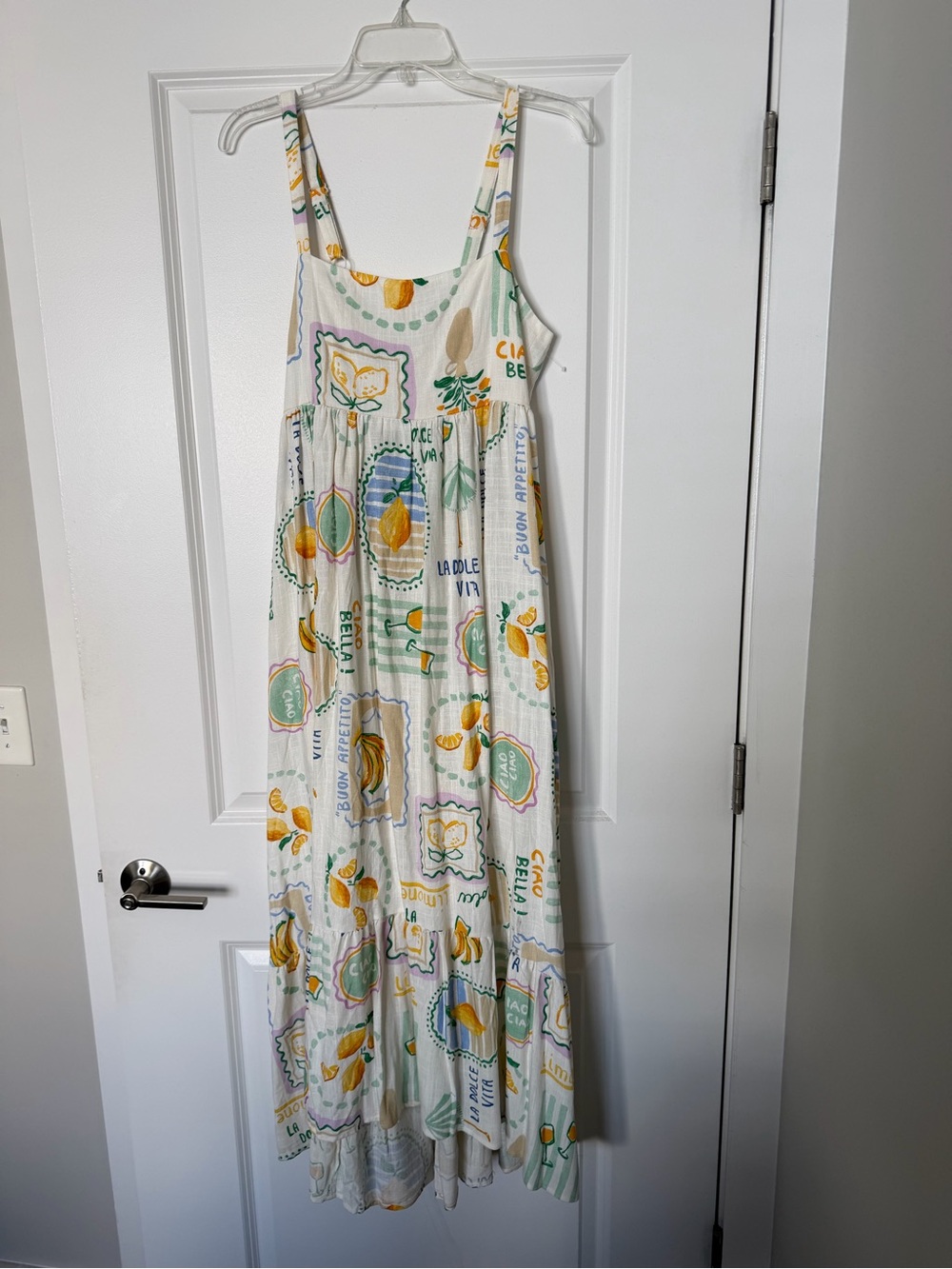 T.J.Maxx White Maxi Dress with Yellow Lemon Print - Picture 2 of 7